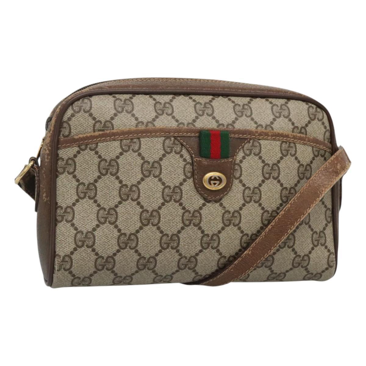 Gucci Gg Supreme Web Sherry Line Bag Pvc Beige Gold 116 02 089 Auth Bd1622